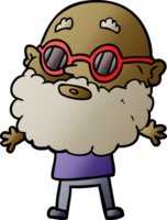 cartoon curious man with beard and sunglasses png