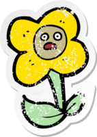 pegatina retro angustiada de una flor de dibujos animados con cara png