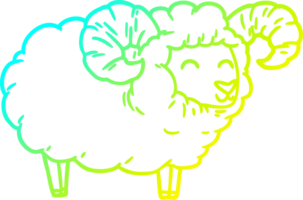 cold gradient line drawing of a cartoon ram png