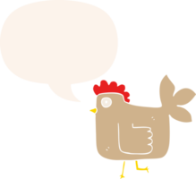 dibujos animados pollo con habla burbuja en retro estilo png