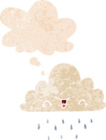 dibujos animados tormenta nube con pensamiento burbuja en grunge afligido retro texturizado estilo png