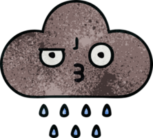 retrò grunge struttura cartone animato di un' tempesta pioggia nube png