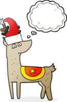 desenhado pensamento bolha desenho animado rena vestindo Natal chapéu png