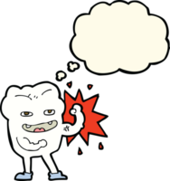 cartoon strong healthy tooth with thought bubble png