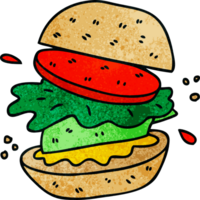 hand- getrokken eigenzinnig tekenfilm vegetarisch hamburger png