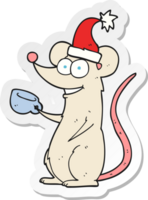 klistermärke av en tecknad mus som bär julhatt png