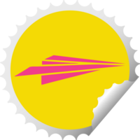 circulaire pellen sticker tekenfilm van een papier vliegtuig png