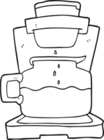 drawn black and white cartoon coffee maker png