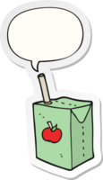 cartoon apple juice box with speech bubble sticker png