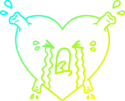 cold gradient line drawing of a cartoon heart png