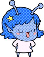 dessin animé fille extraterrestre heureuse png