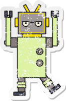 distressed sticker of a cute cartoon robot png