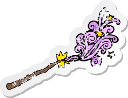 retro distressed sticker of a cartoon magic wand png