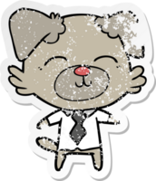 distressed sticker of a cartoon dog manager png