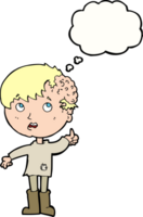 cartoon boy with growth on head with thought bubble png