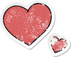 distressed sticker of a quirky hand drawn cartoon pink hearts png