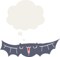 cartoon bat with thought bubble in retro style png
