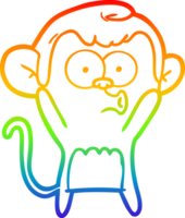 rainbow gradient line drawing of a cartoon surprised monkey png