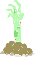 flat color illustration of zombie hand rising from ground png