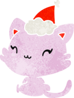 hand drawn christmas retro cartoon of kawaii cat png