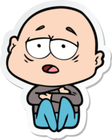 sticker of a cartoon tired bald man png