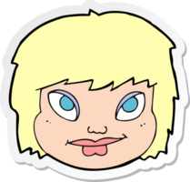 pegatina de un rostro femenino de dibujos animados png