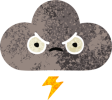 retro ilustración estilo dibujos animados de un tormenta nube png