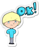 sticker of a cartoon man thinking OK png