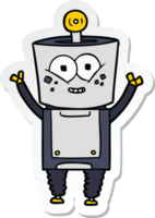 sticker of a happy cartoon robot waving hello png