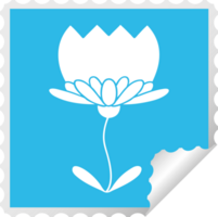 square peeling sticker cartoon of a flower png