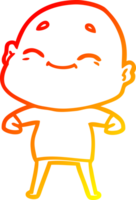 warm gradient line drawing of a happy cartoon bald man png