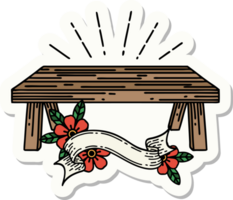sticker of a tattoo style wood table png