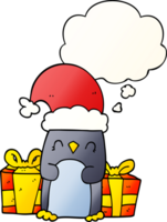 schattig Kerstmis pinguïn met gedachte bubbel in glad helling stijl png