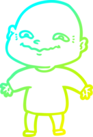 cold gradient line drawing of a cartoon nervous man png
