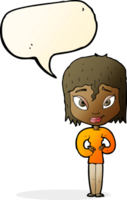 Cartoon zufriedene Frau mit Sprechblase png