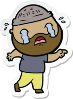 sticker of a cartoon bearded man crying png