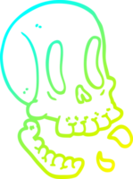 cold gradient line drawing of a funny cartoon skull png