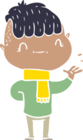 chico amigable de dibujos animados de estilo de color plano png