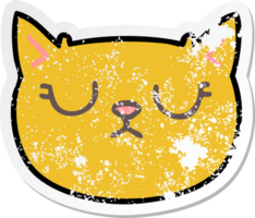 distressed sticker of a quirky hand drawn cartoon crying cat png