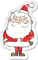 retro distressed sticker of a cartoon santa claus png