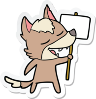 sticker of a cartoon wolf laughing png