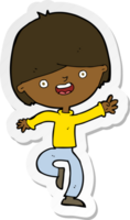 sticker of a cartoon happy boy dancing png