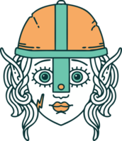 Retro Tattoo Style elf fighter character face png