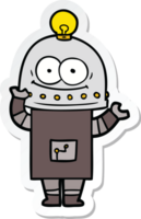 sticker of a happy carton robot with light bulb png