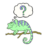 disegnato pensato bolla cartone animato curioso camaleonte png