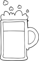 drawn black and white cartoon tankard of beer png