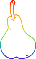 rainbow gradient line drawing of a cartoon pear png