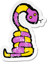 adesivo retrô angustiado de uma cobra de desenho animado png