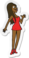 sticker of a cartoon woman in pink dress png