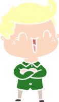 flat color style cartoon laughing boy crossing arms png